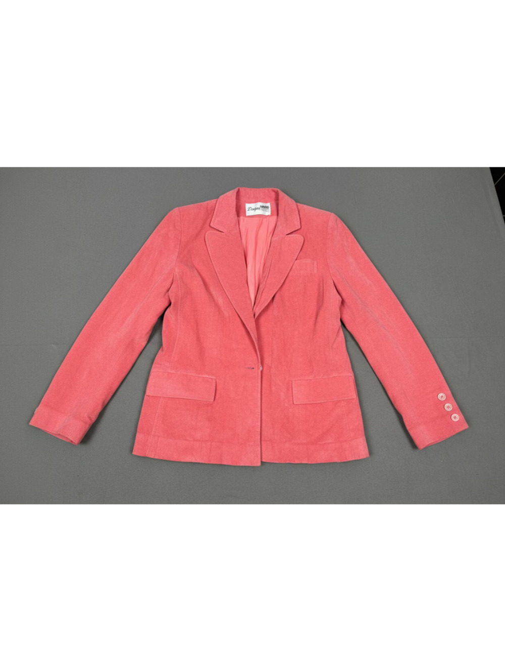 Vintage Designer Images Pink Coral Suede-Feel Blazer